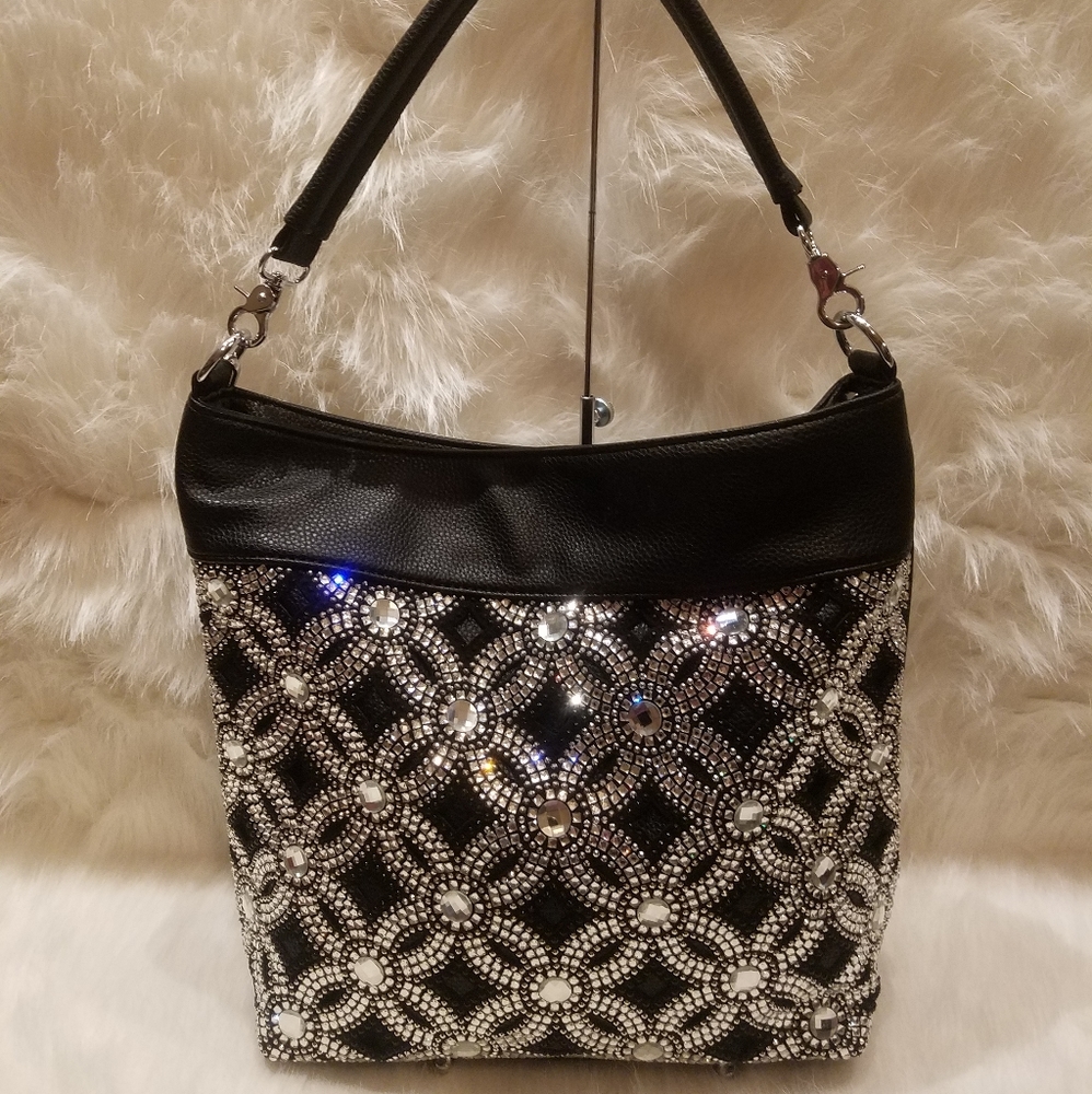 COPY - BLACK DAZZLING RHINESTONE DESIGN HOBO
